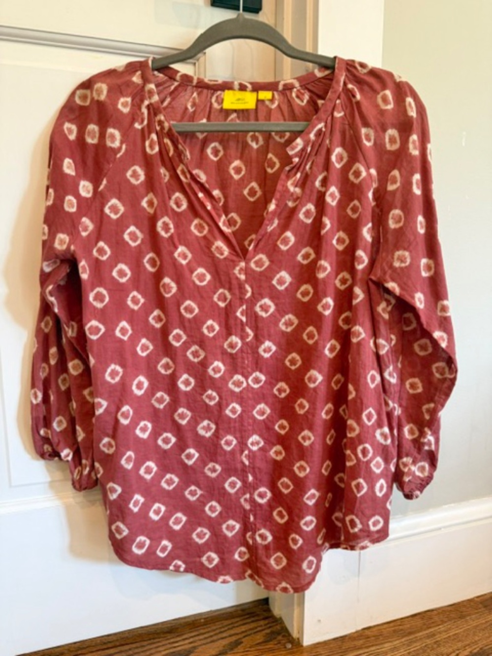 Roberta Roller Rabbit Lucy Top Giraffe Dye Rust Cotton Blouse Size S